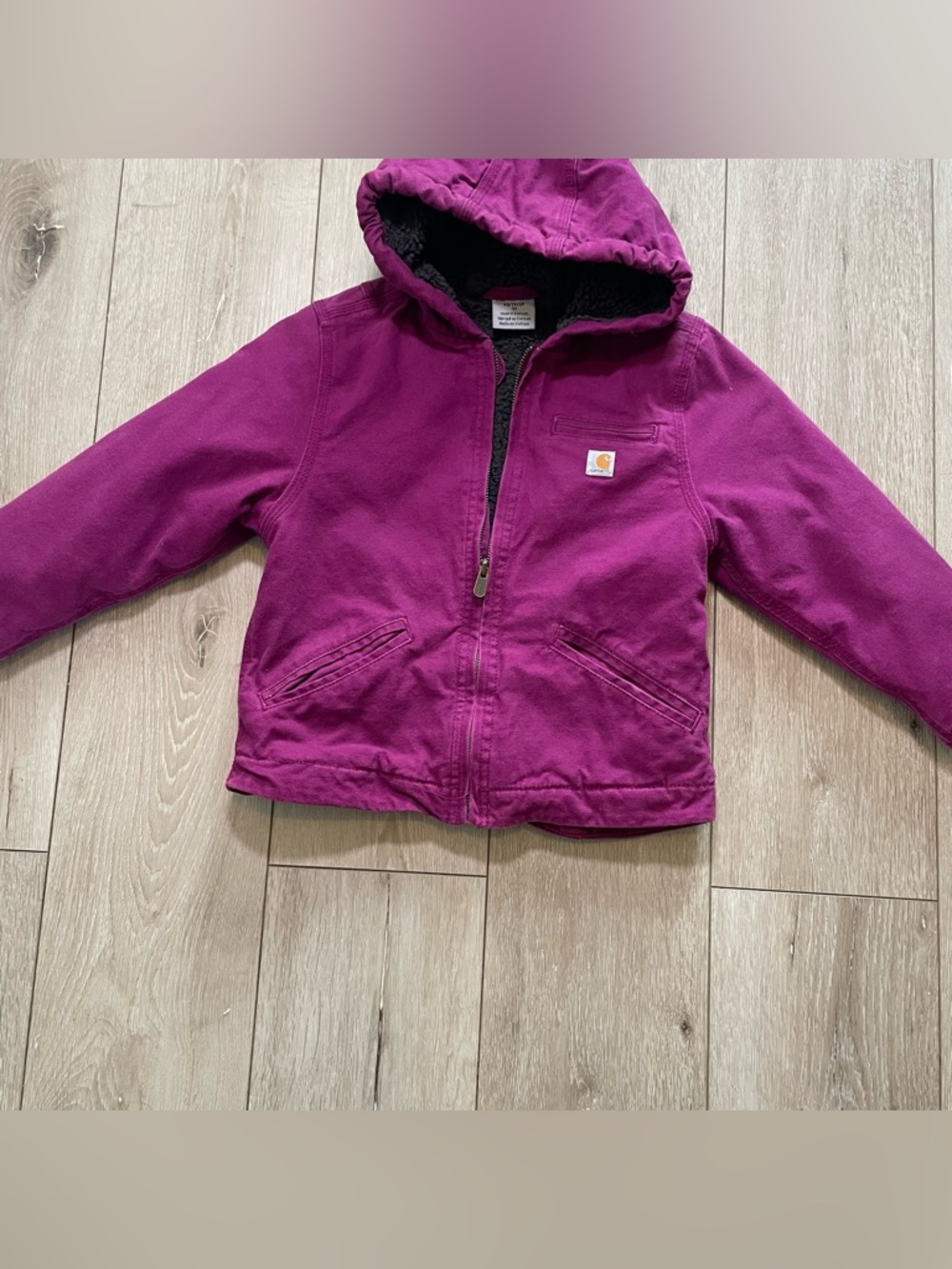 Carhartt Kids Plum Sherpa-Lined Sierra Jacket Girls Workwear Gorpcore Coat XS  6 - Picture 3 of 7